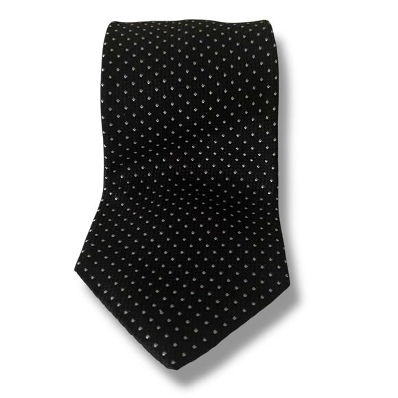VINTAGE BROOKS BROTHERS PURE SILK NECK TIE MICR0 DOT On BLACK 60” Made In USA - Picture 1 of 8